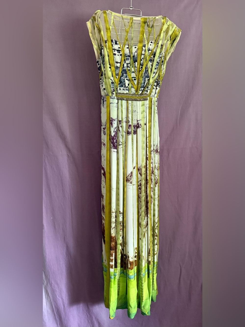 Anthropologie Watercolor Landscape Rayon Dress